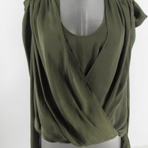 BCBGMaxAzria hunter green hi-low blouse